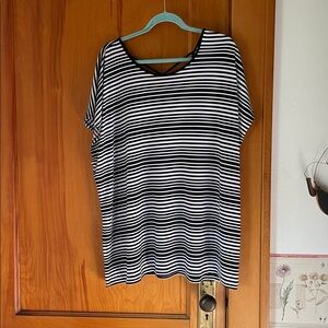 CJ Banks Monochrome Striped Top